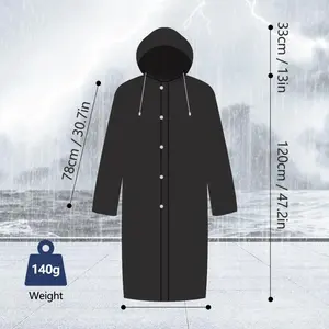 Rain Jacket Adult Unisex Waterproof Long Coat with Detachable Hood Full Body Protection for Hiking Fishing Outdoor