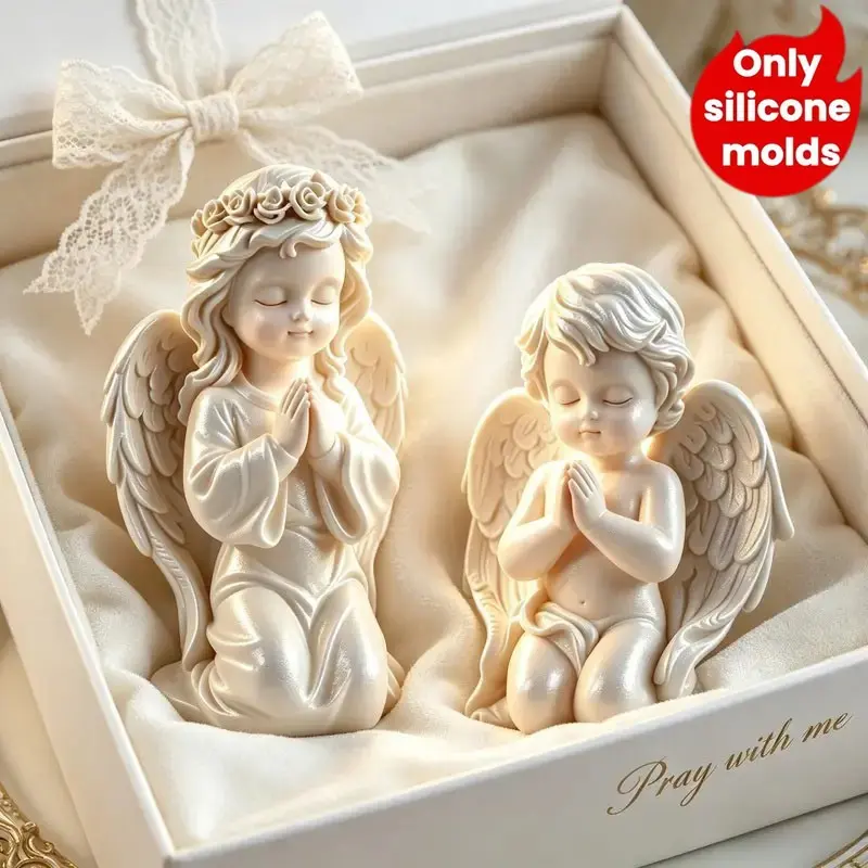 3D Angel Silicone Mold for Resin, Candle, Soap, Gypsum Casting, DIY Craft Decoration, Praying Angel Statue Mold, 1 Piece