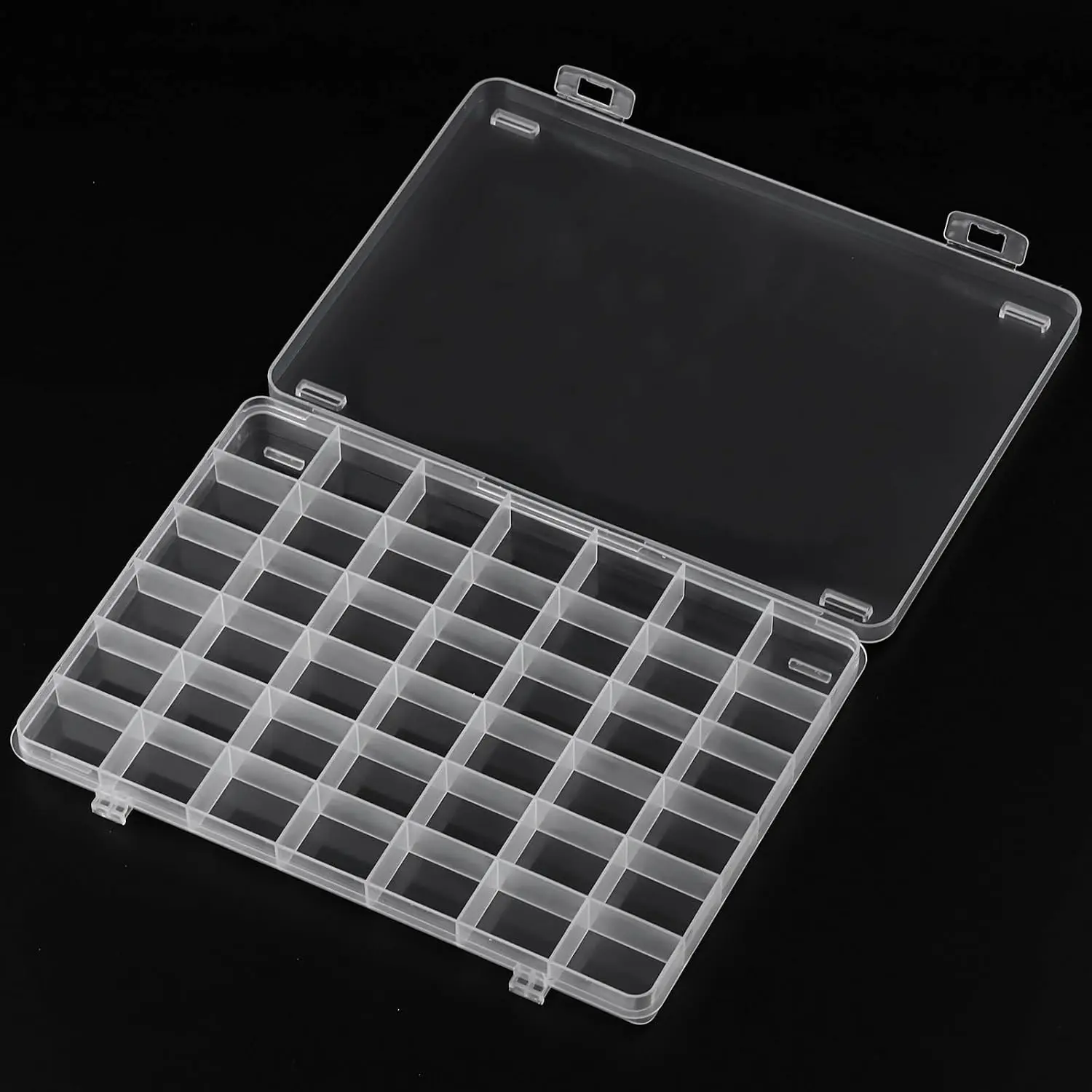 42 Grids Clear Plastic  Organizer Box | Bead Storage Container with Non-Adjustable Dividers, Small  Compartment Organizer for Crafts Screws