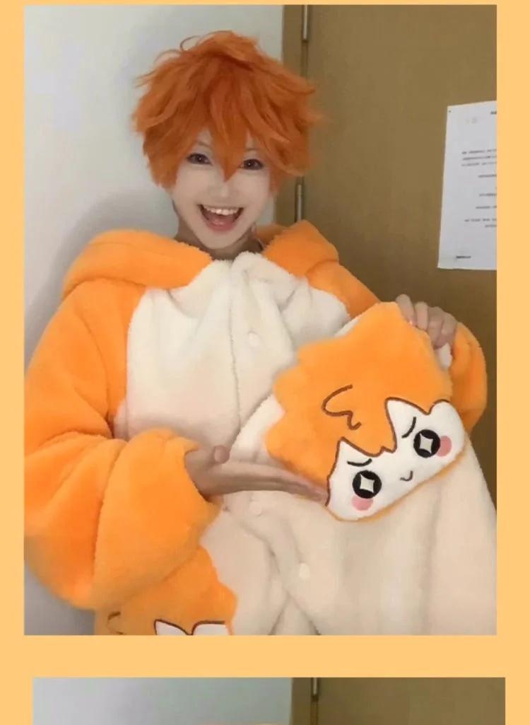 Haikyuu!! Pajamas Kageyama Tobio Hinata Shouyou Cosplay Robe And Pants Soft Cute Thickened Coral Velvet Warm Couple Homewear
