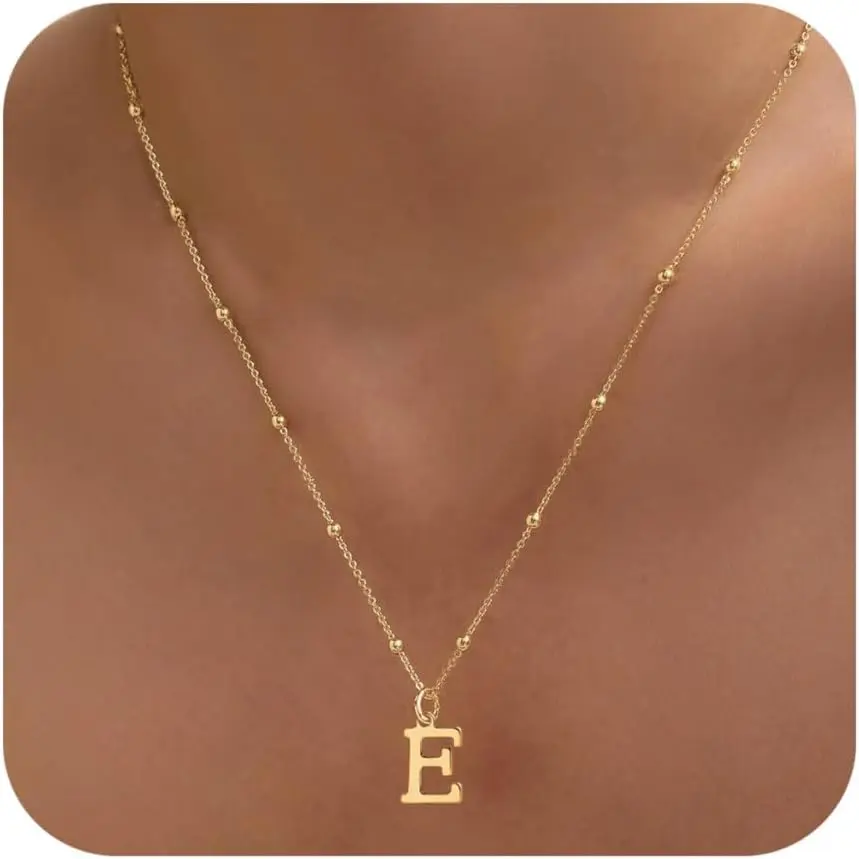 Necklaces for Women Dainty 14k Gold Plated A-Z Letter Pendant Name Necklaces Cute Charm Choker Fashion Accessories Non Tarnish Trendy Jewelry Gift