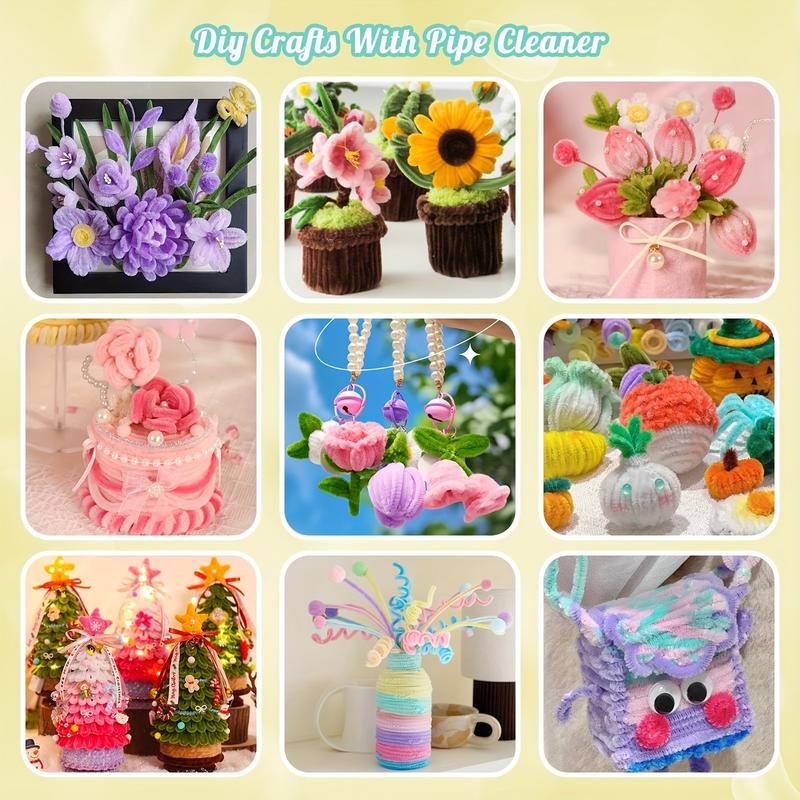 500 Piece Multi-Color Lily Twist Rod Pipe Cleaner Craft Kit, DIY Handmade Flowers Project, Perfect for