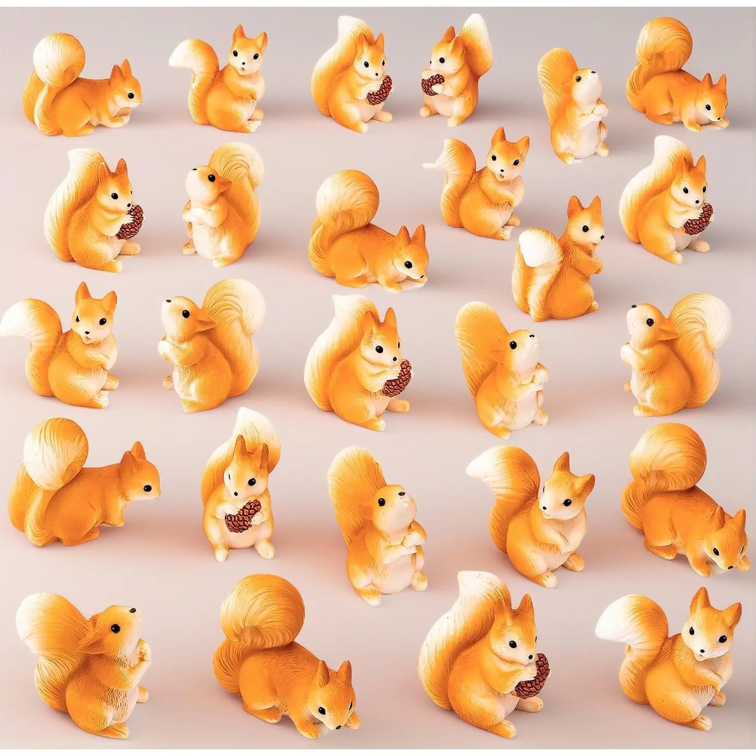 Mini Resin Squirrel Figures – 32PCS Cute Tiny Squirrel Figurines for Garden, Cupcake Toppers & DIY Crafts (4 Styles)