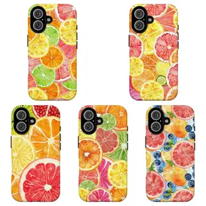 FL-Tropical Citrus Print Phone Case,Colorful Watercolor Orange Lemon Summer Fresh Aesthetic Cover For iPhone 11 12 13 14 15 16 17 Air Pro Max for Samsung S26 S25 S24 S23 S22 S21 Case,Gift for her/him