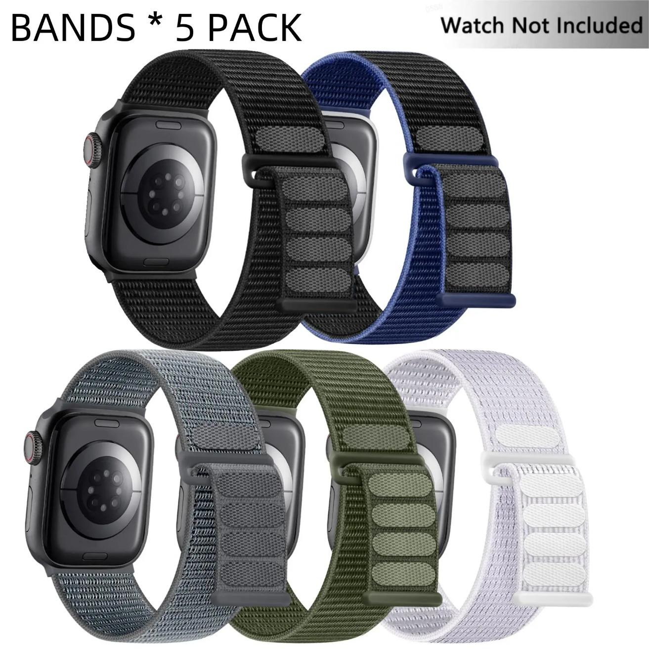 Nylon Velcro Sport Loop Apple Watch Band, Lightweight Replacement Strap Compatible with Series 9/8/7/6/5/4/3/2/1/SE/Ultra 2, Comfortable Durable Band for Everyday & Spring Wear