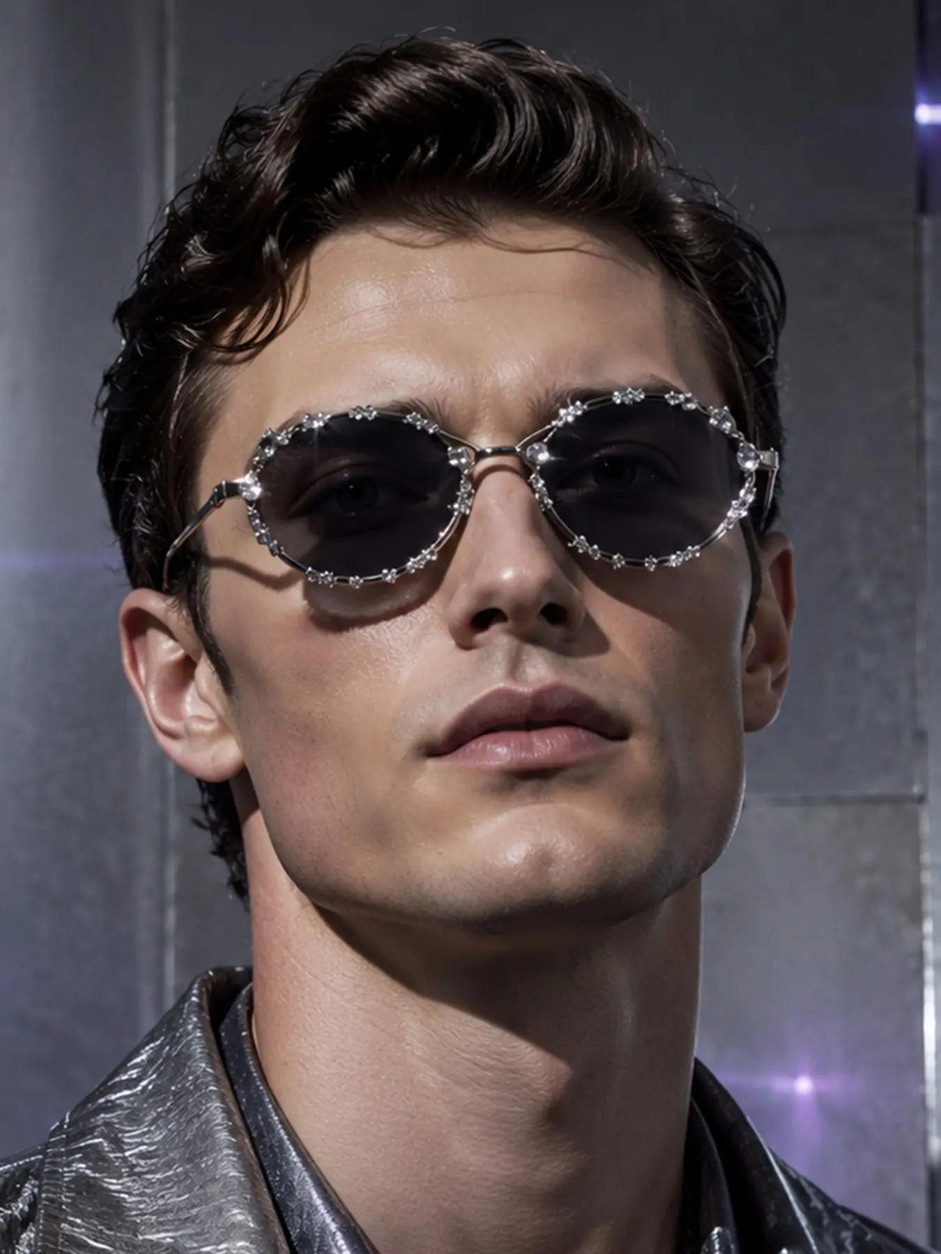 Men's Metal Frame Rhinestone Oval Fashion Glasses, Luxurious Vintage Elegant Unisex Eyewear, Perfect for Social Events and High-End Occasions