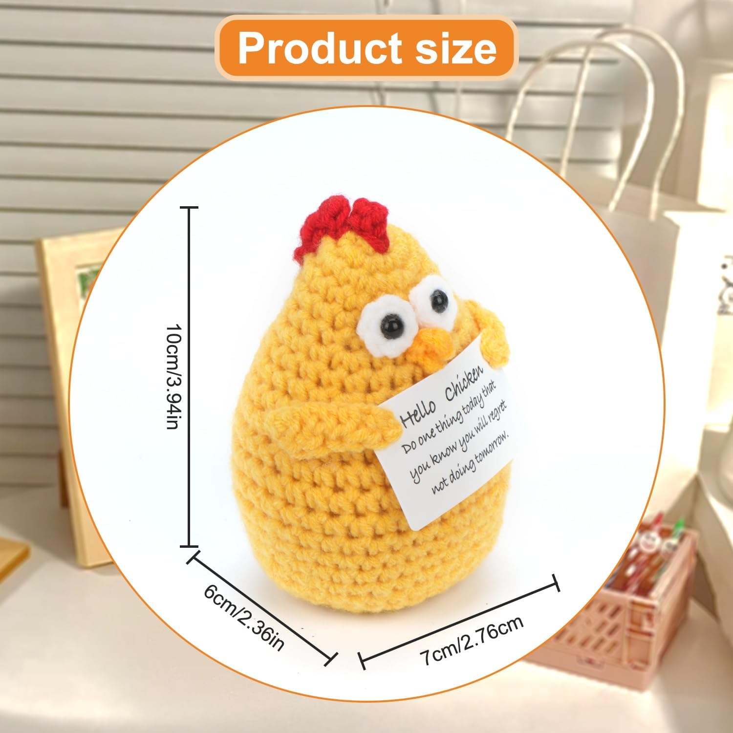 Looking for a funny and heartfelt gift? This Emotional Support Nuggets crochet chicken is exactly it! Handmade positive cheer up decor, cute tiny chicken plush ideal for birthday presents and emotional support. Small in size but huge on love andgood vibes