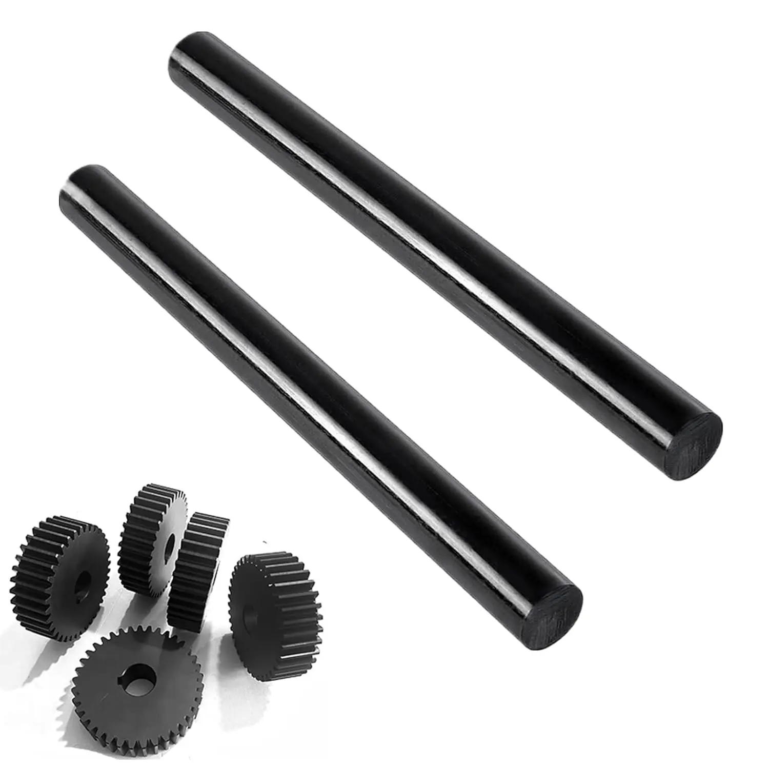 2-Pack Acetal Copolymer Round Rods (POM-C) 3/4" Diameter – High-Strength Engineering Plastic Rod 10 Inch Length, for Non-Marring Fixture, Opaque White/Black