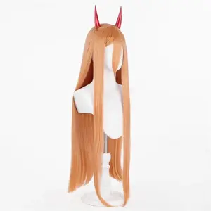 Anime Chainsaw Man Power Wig Cosplay Long Orange Colors Hair Heat Resistant Makima Power Wigs Props Accessories