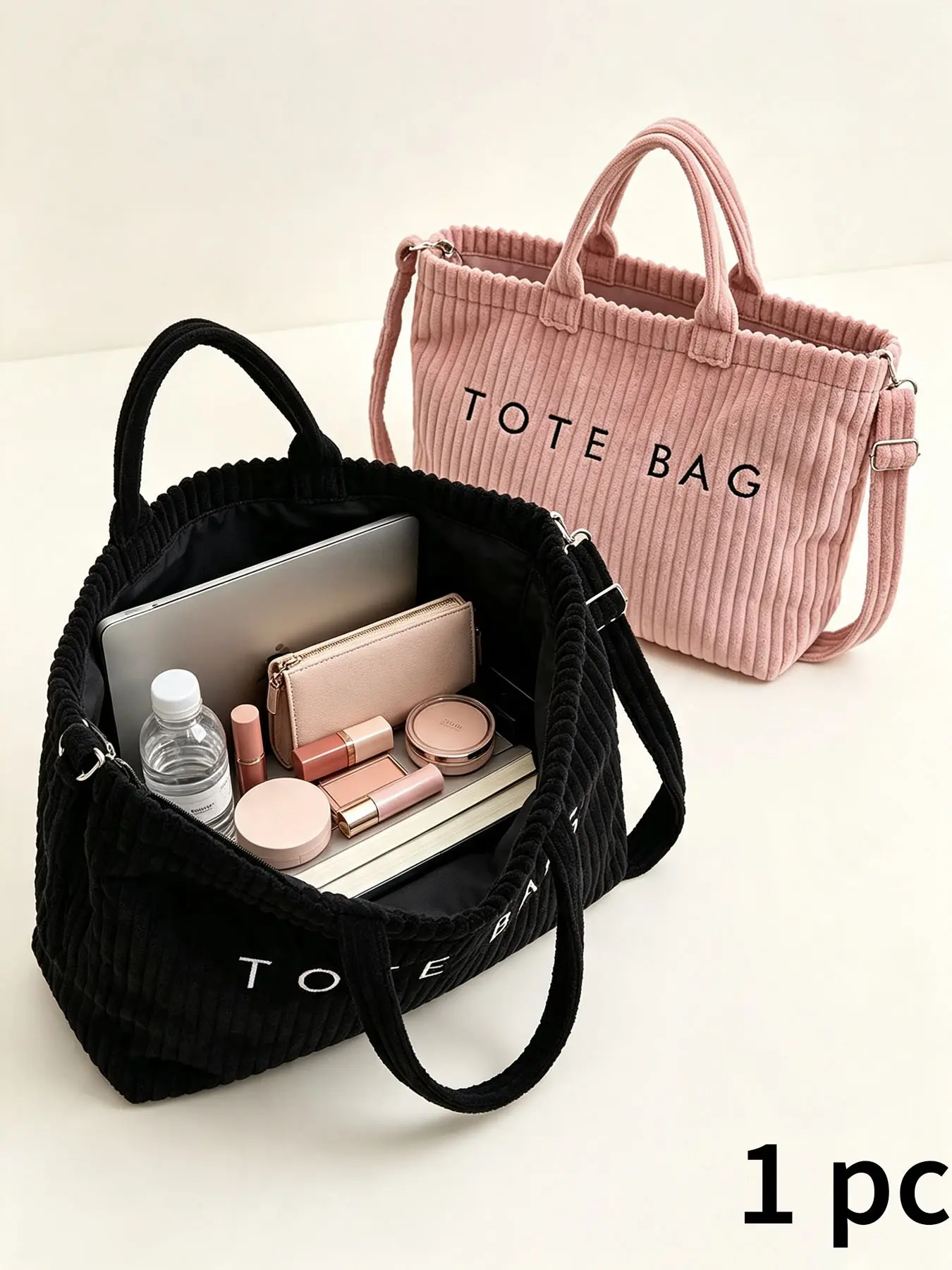 Blogger Style Corduroy Tote Bag, Daily Commute Backpack, Versatile Large Capacity Bag, Fashionable Casual Tote Bag