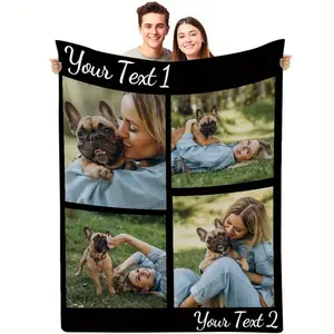 Customized Personalized Photo Blanket - Valentine Romance Gift for Couples, Soft Cozy Wrinkle Resistant Bedspread, Machine Washable Bedding Cover for Mom Dad