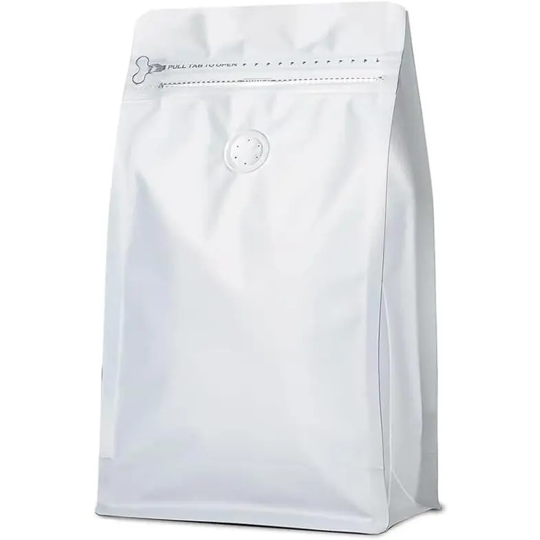 Coffee Bags with Valve Vented Coffee Beans Packaging Bags High Barrier Aluminumed  Heat Sealable Side Zipper Resealable Storage Bag for  or Business (White-24pcs, 8oz)