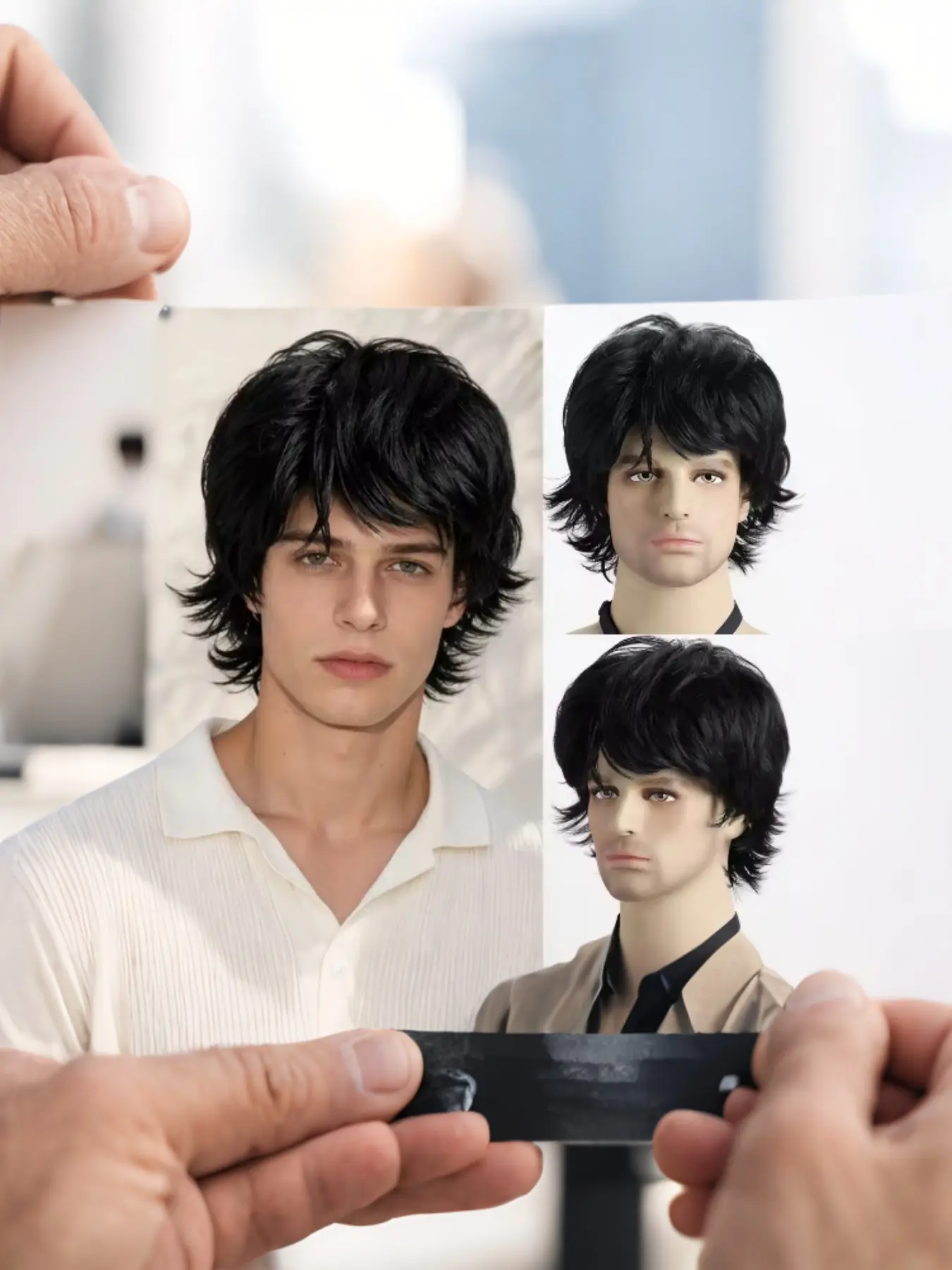 New 10-Inch Curly Wig, Synthetic Short Hair, Fiber Wig, Easy to Wear and Clean, Ideal for Men's Daily Parties, Role Play, Halloween Costume