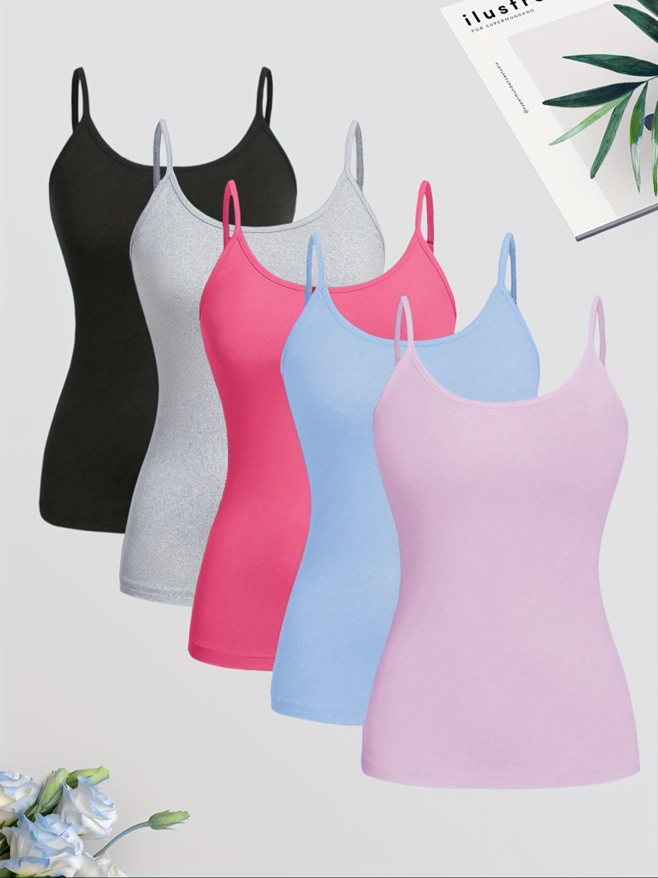Women's Solid Color Adjustable Spaghetti Strap Cami Top, Casual Sleeveless Top for Daily Wear, Ladies Clothes for All Seasons, Womenswear