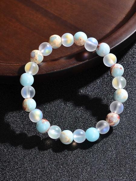 Bohemian Style Faux Shoushan Stone Beaded Elastic Bracelets, Vintage Colorful Handmade Couple Jewelry, Casual Natural Stone Accessories, Exquisite Bracelet, High Quality Bracelet