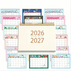 2026-2027 White Spiral Desk Calendar - Double Spiral Bound Monthly Planner, suitable from July 2026 to December 2027, desk calendar, great for office, boys and girls, gift - English dated planner