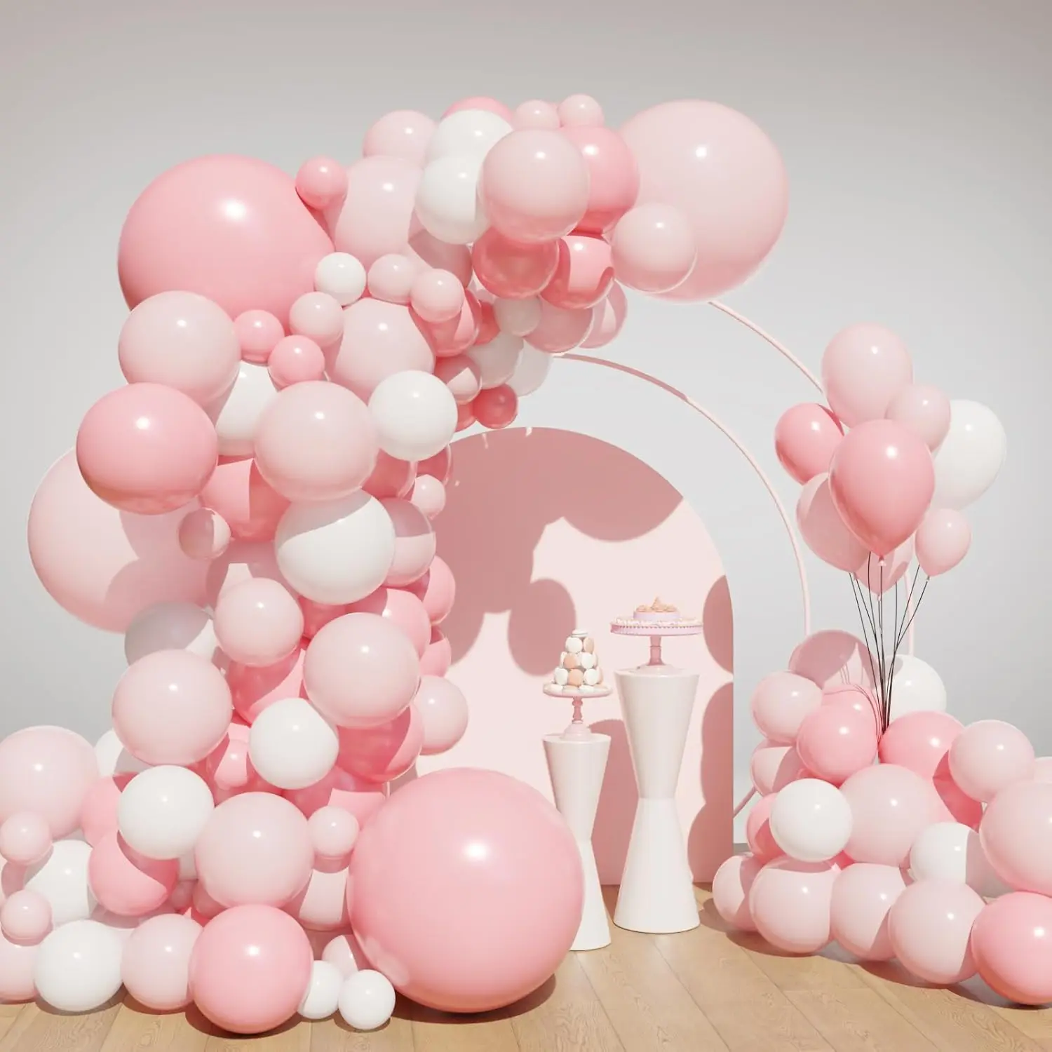 Light  Balloon Arch Kit, 134 count  and White Balloons, Light  Balloons with 4 Sizes for Wedding Bridal  Shower Birthday Party Decorations