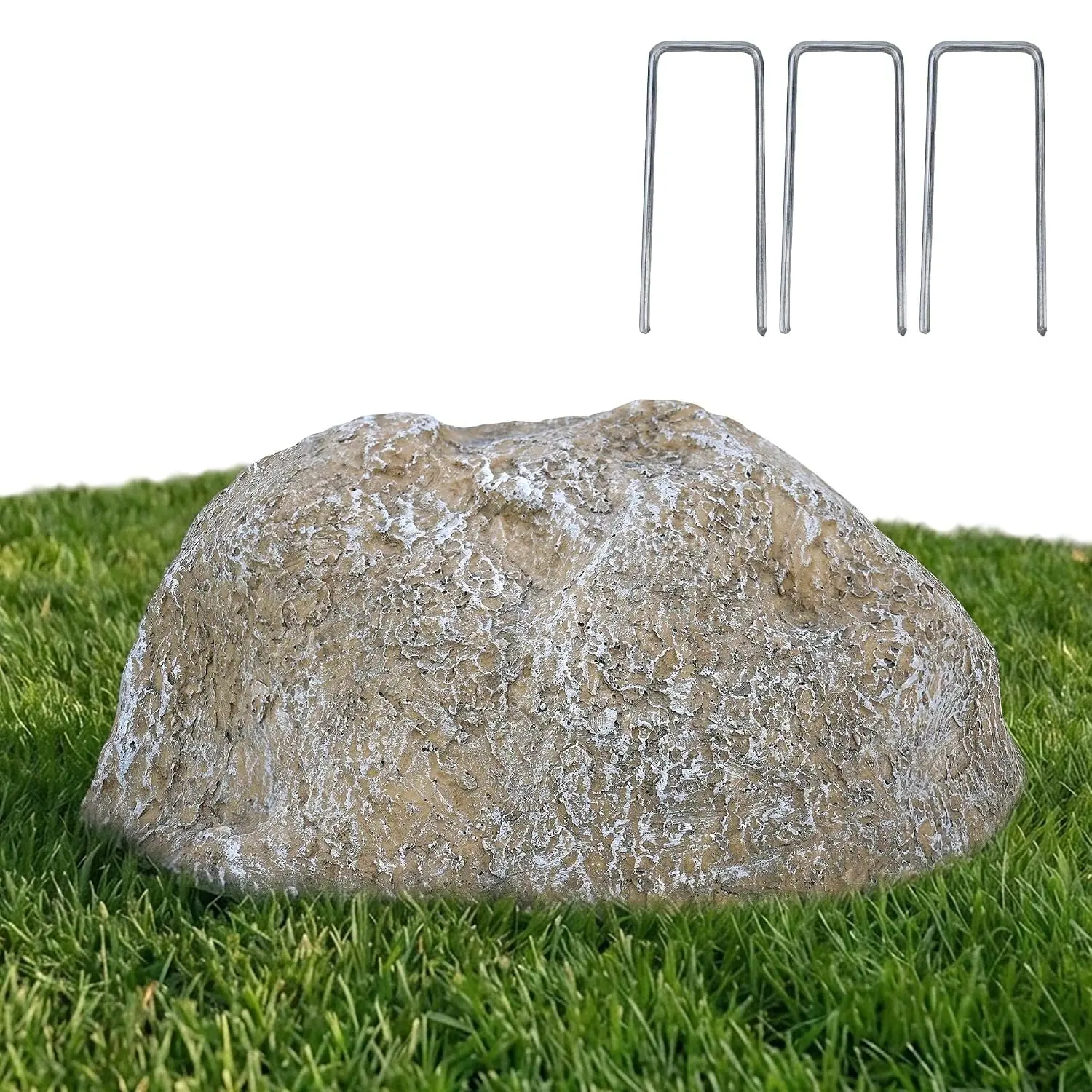 Small  Rock Cover, Gray Artificial Landscape Rocks | 13"x10"x5" Durable Outdoor Decorative Stones for Garden, Pipeline, Patio, Poolside & Porch, Sprinkler Valves