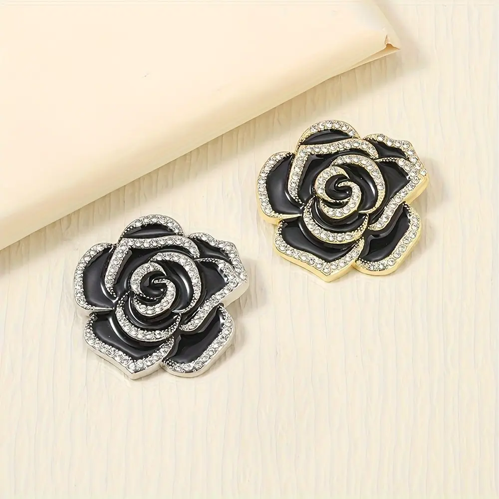 1pc Black Rose Corsage Three-Dimensional French Hollow Camellia Women'S Exquisite Birthday Gift