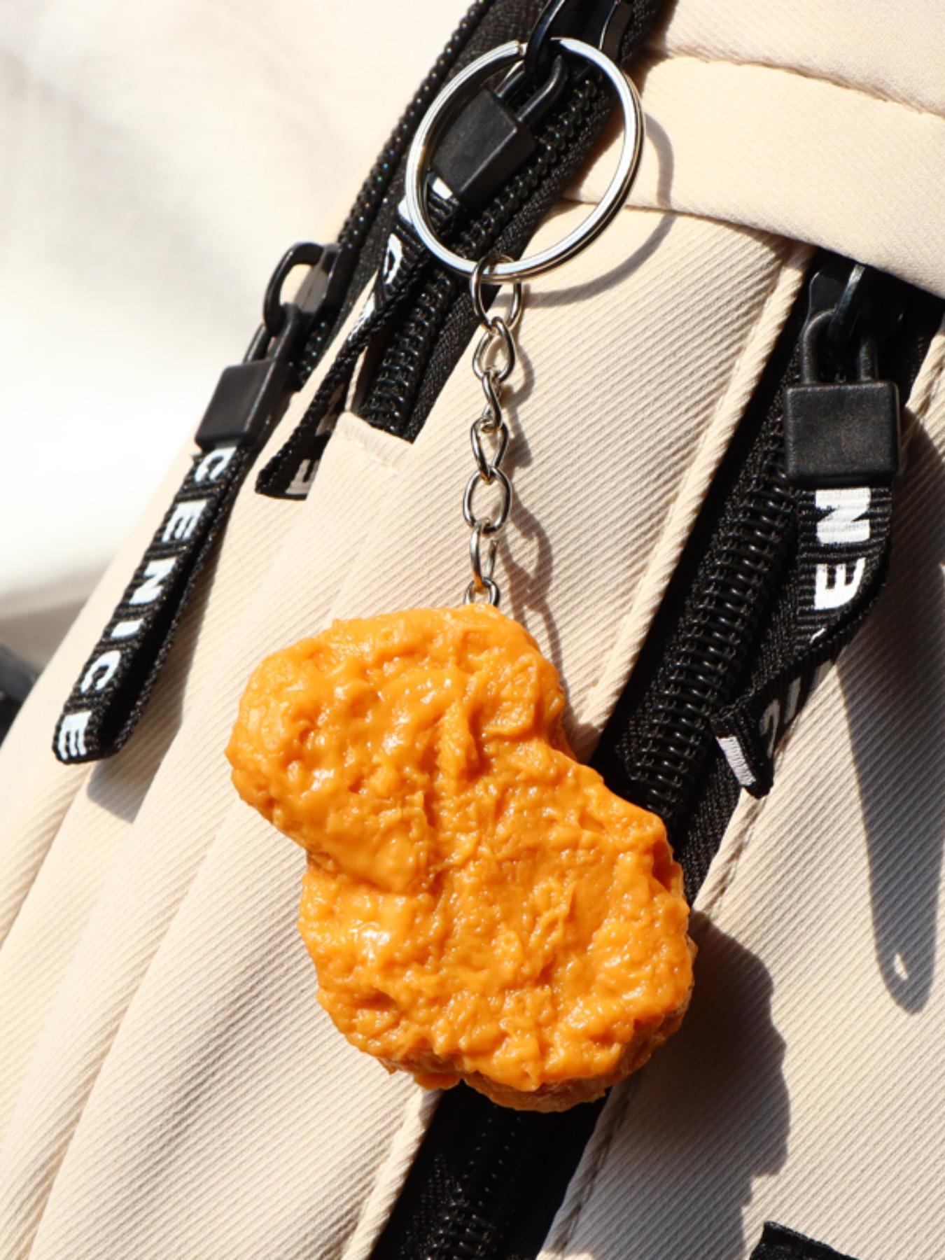 Chicken Block Keychain, Fashionable Chicken Food Accessory, Cute Car Key Chain, Realistic Fried Chicken Key Ring, Women's Key Holder, Lightweight Keychain, Keychain For Bags