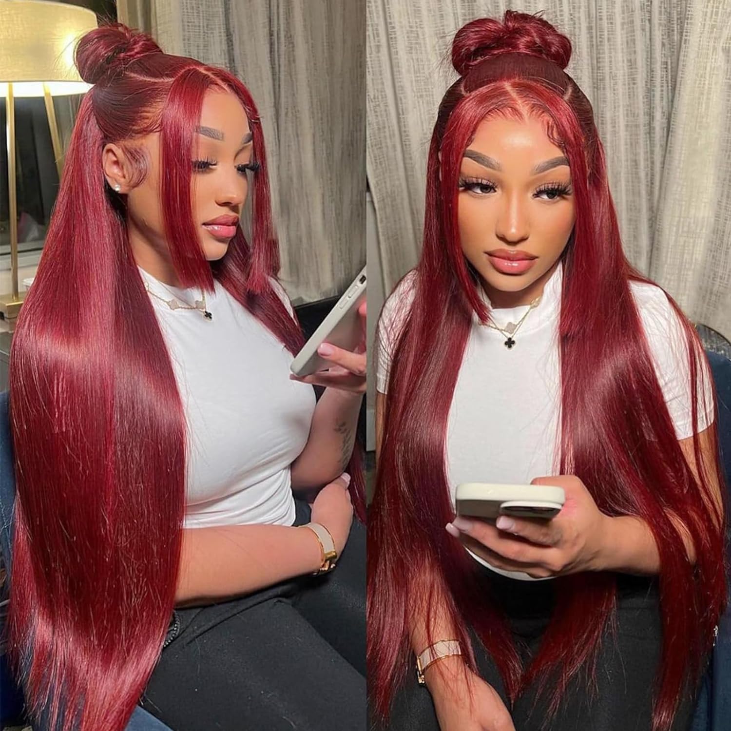 Bling Hair 99J Burgundy Lace Front Wigs Straight 13x6 13x4 HD Transparent Lace Frontal Wigs Human Hair 180% Density Pre Plucked With Baby Hair 99J Body Wave Colored Lace Front Hair Wigs For Women