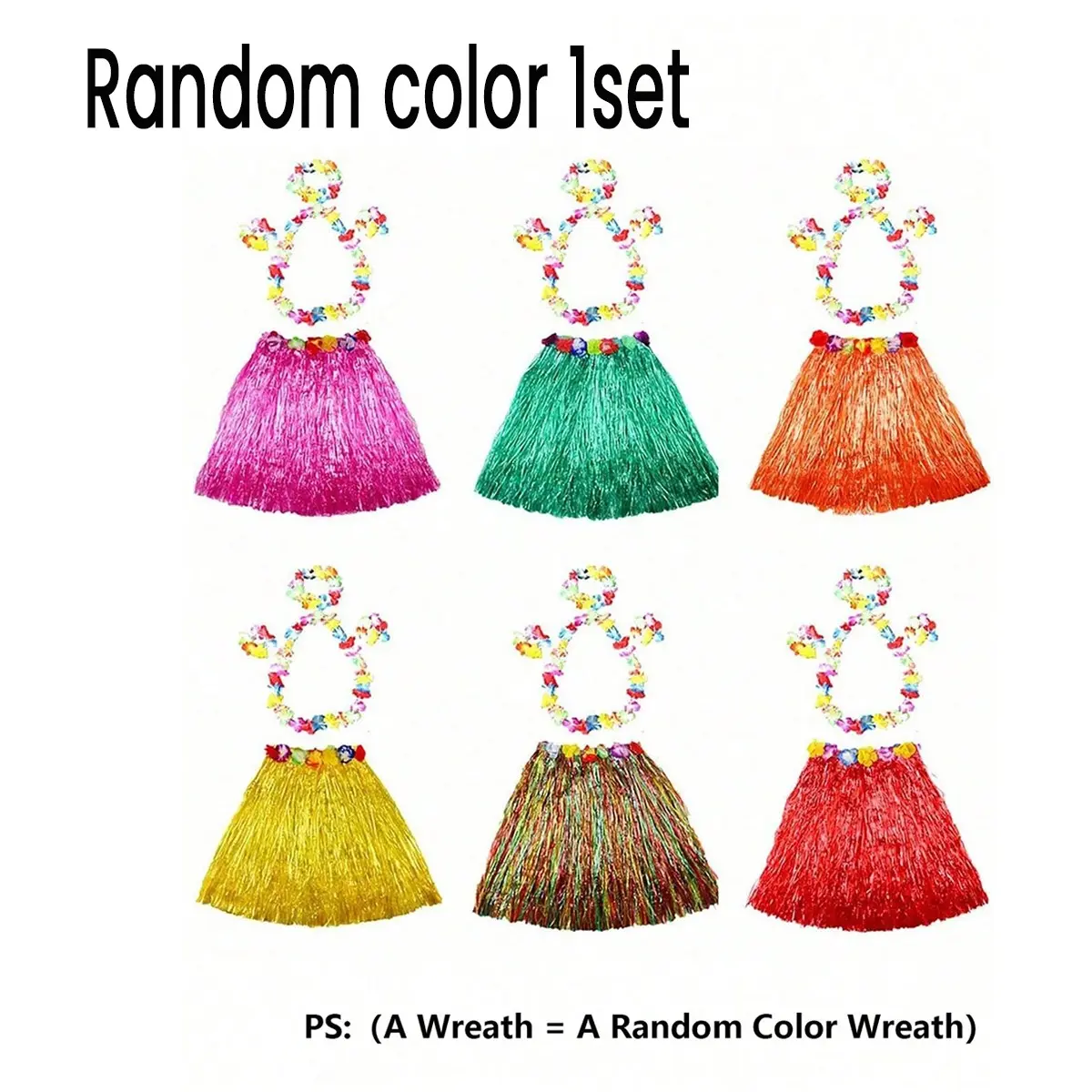 Hawaiian Hula Dance Costume Set, Tropical Beach Party Gift, Flower Necklace, Headband, Wristbands, Christmas, Mother's Day, Graduation