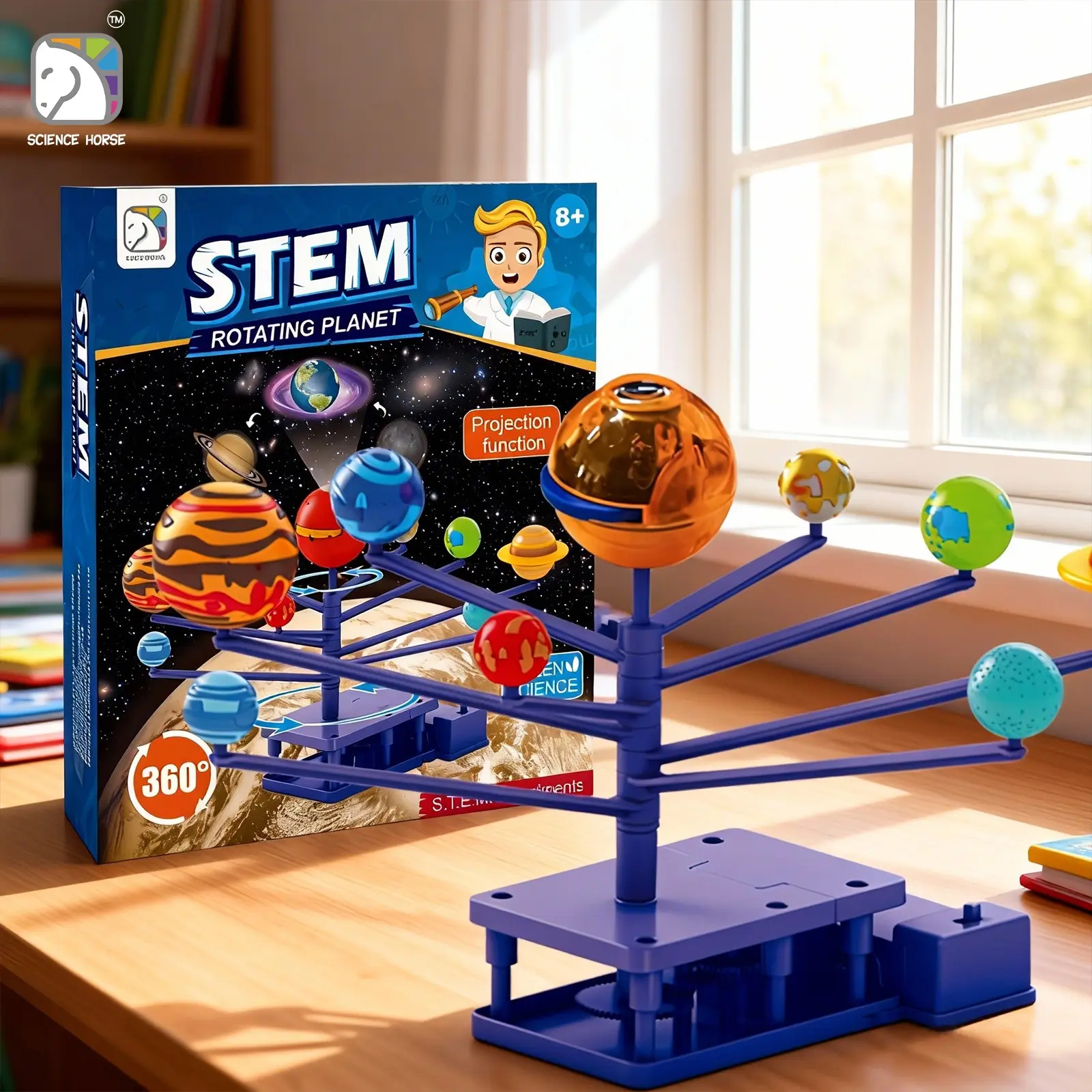 DIY Solar System Projection Model, 360° Auto Rotation Star Projector, Stem Educational Toy, Ages 8+, Gift Idea for Kids