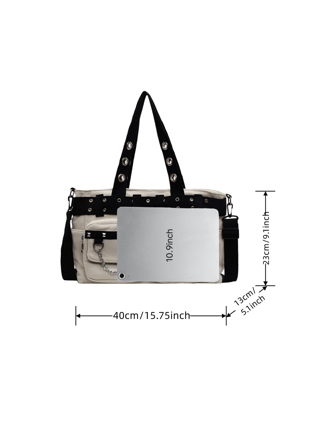 Punk Style Studded & Chain Decorated Crossbody Bag, Multi-pocket Shoulder Bag for Women, Casual Trendy Versatile High-quality Daily Commuting Bag, Fashionable Crossbody Bag