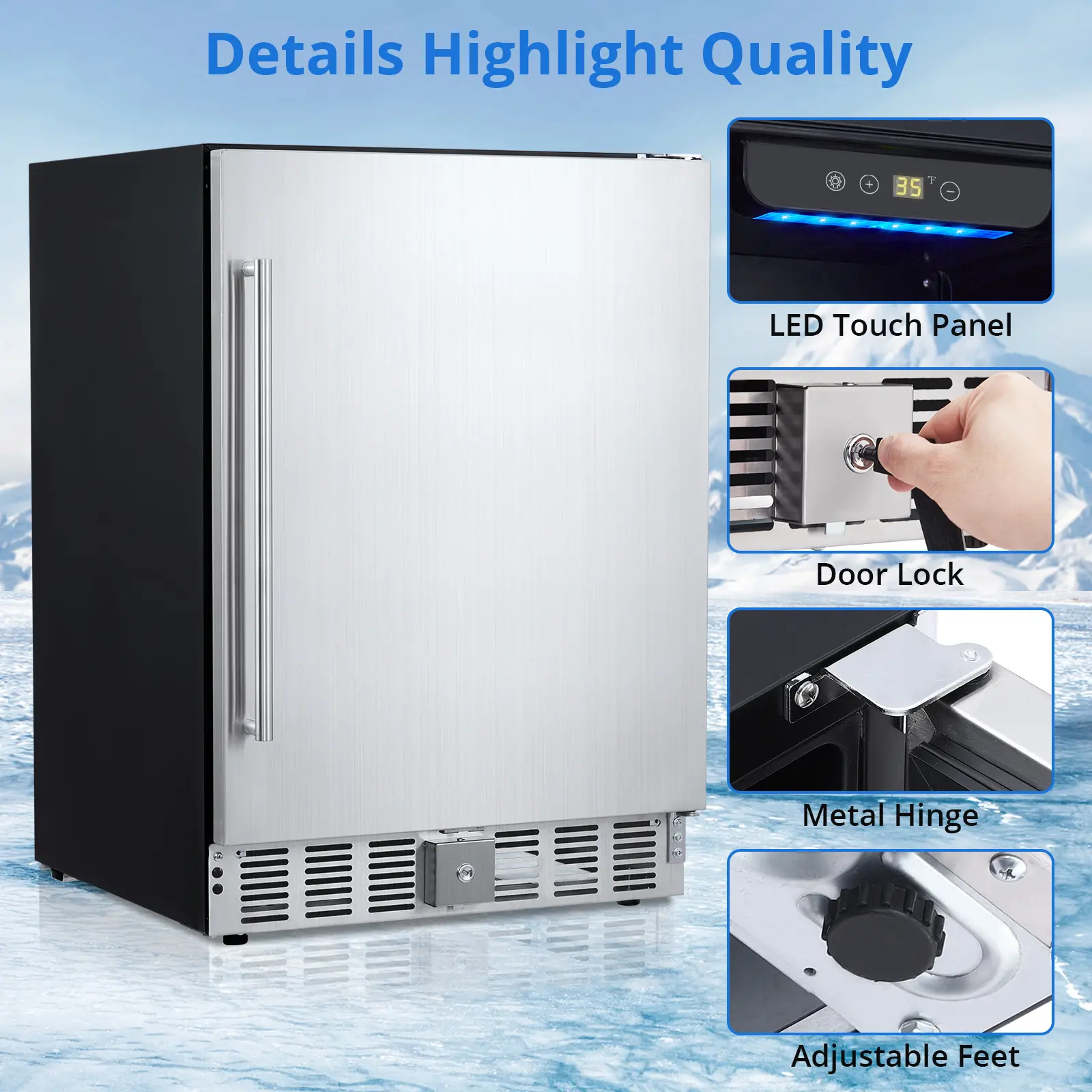 24-Inch Dual Zone Built-In Wine & Beverage Refrigerator, 5.0 Cu.Ft Frost-Free Beverage Cooler with 180 Cans Capacity, 32-50°F Adjustable Temp, LED Touch Control, Door Lock, Under Counter Freestanding Beverage Fridge
