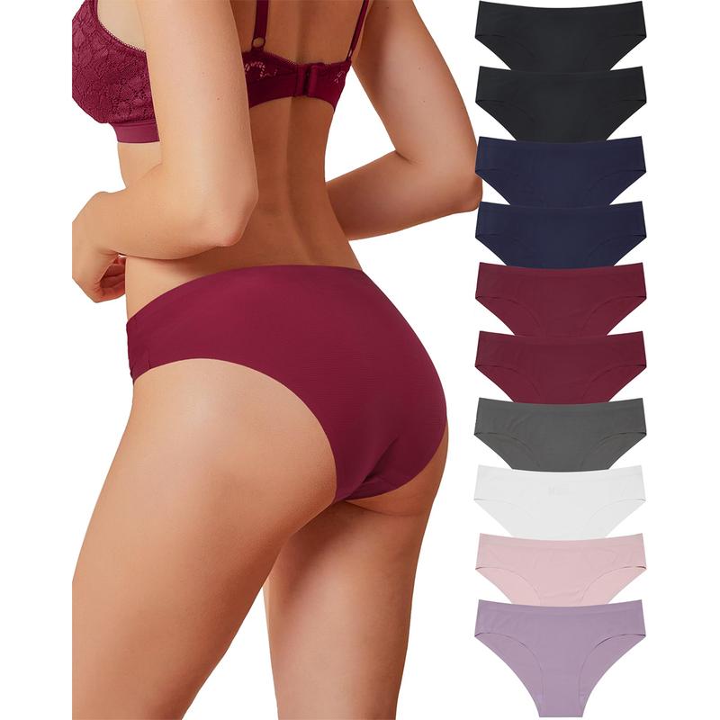 LEVAO 10 Pack Seamless Underwear for Women Lightweight Breathable Bikini Panties Silk Touch Briefs No Panty Line Underwear