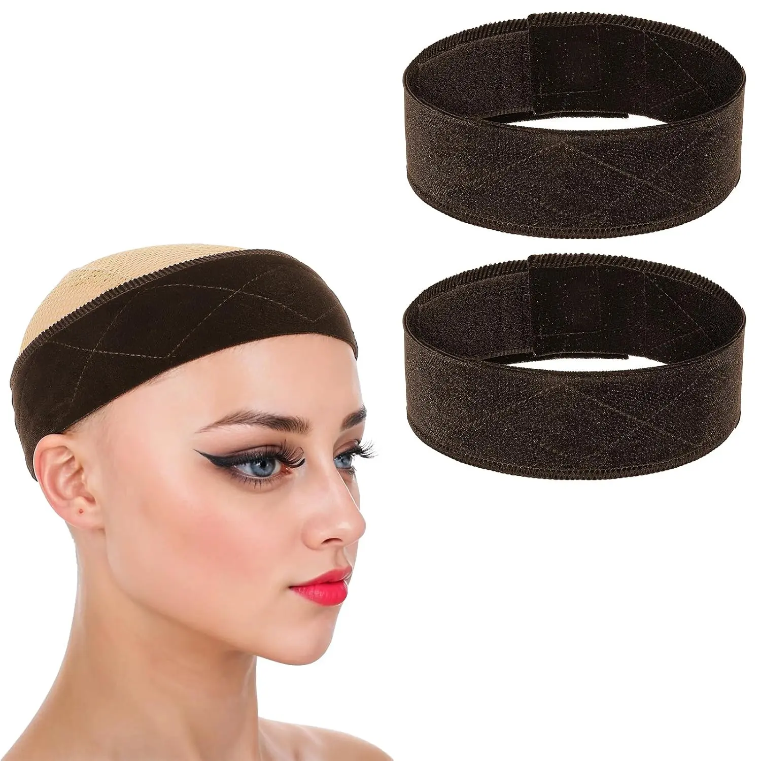 2 count  Wig Band for Woman, Adjustable Wig Grip  Hair Band Flexible  Headbands Non-Slip Wigs Holder Accessories Adjustable Fastern for Wigs