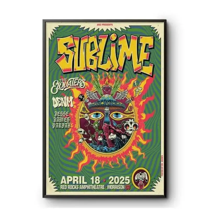 Sublime Party Music Morrison Co Tour 2025 Portrait Event Graphic Poster, Artistic Cartoon Artwork, Long-Lasting Colors Home Decor Accessory, Wall Decor Print, Decorationwaterproof canvas wall art exquisite poster  bedroom dorm gaming room office classic