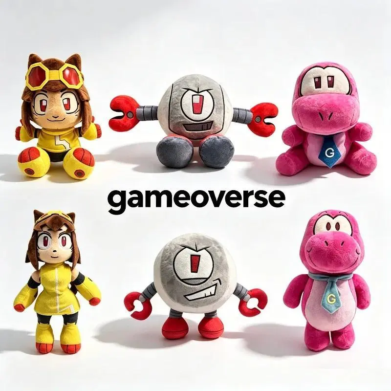 New Gameoververse Plush Gameoververse Characters Soft Stuffed Doll Cute Girl Robot Dinosaur Plushies for Fans Kids Birthday Gift