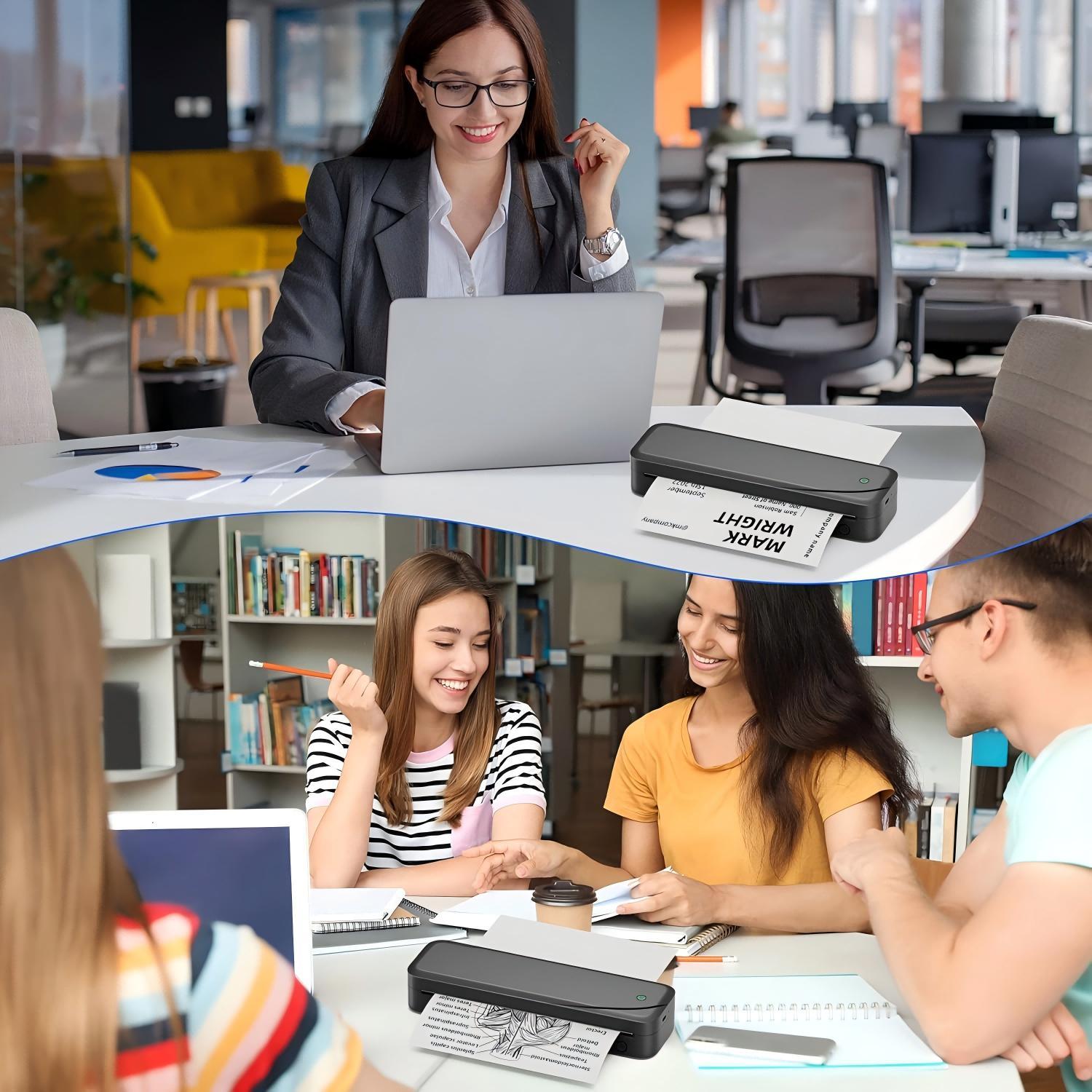 A4 Thermal Printer Paper, 200 Sheets, 8.27" X 11.69", Portable, for Office Documents, Academic Papers, Resumes, No Battery Needed