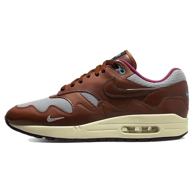 Patta x Nike Air Max 1 Dark Russet Sneakers for Men and Women – Breathable Fabric and Leather, Low-Top Casual Running Shoes Verifiable, with credentials and supporting global authentication