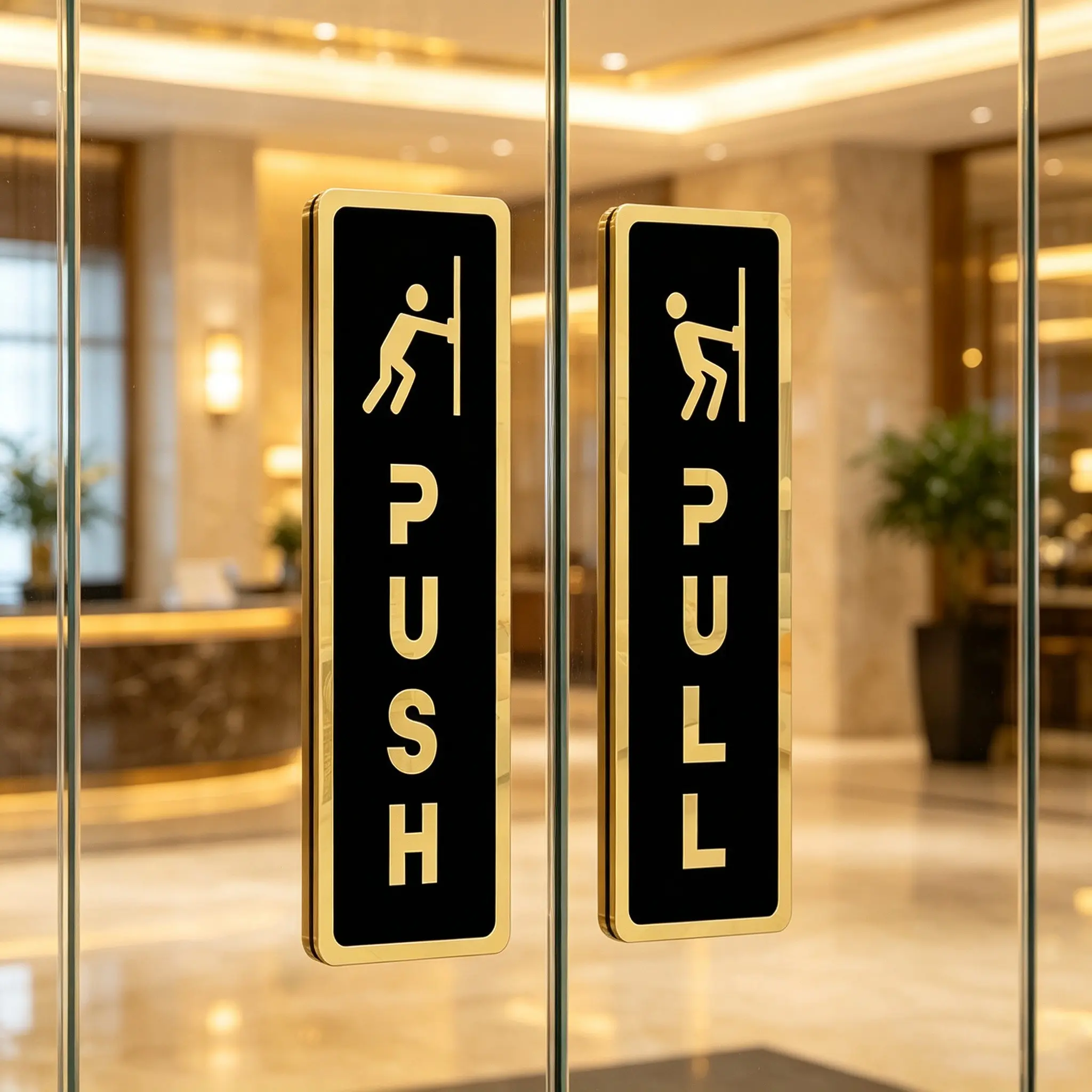2count，Push Pull Door Signs, Self-Adhesive Durable Acrylic Door Stickers, Glass Door Open Close Prompt Markers, Waterproof Wear Resistant Door Decor Decals, Suitable For Shops, Cafes, Commercial Spaces, Indoor And Outdoor Use