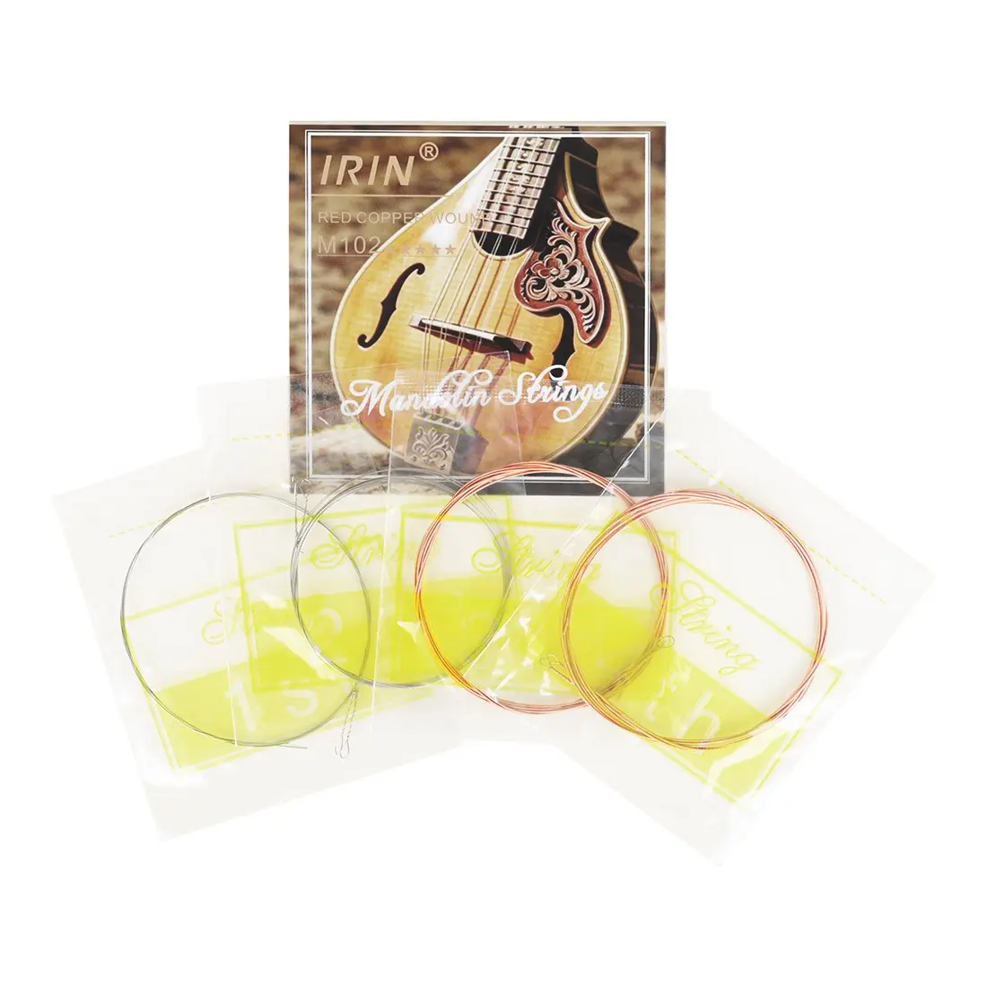 Irin M102 Mandolin Strings, Copper Wound, PVC Bag Packaging, High-Quality Performance Musical Instrument Accessories, Durable & Reliable