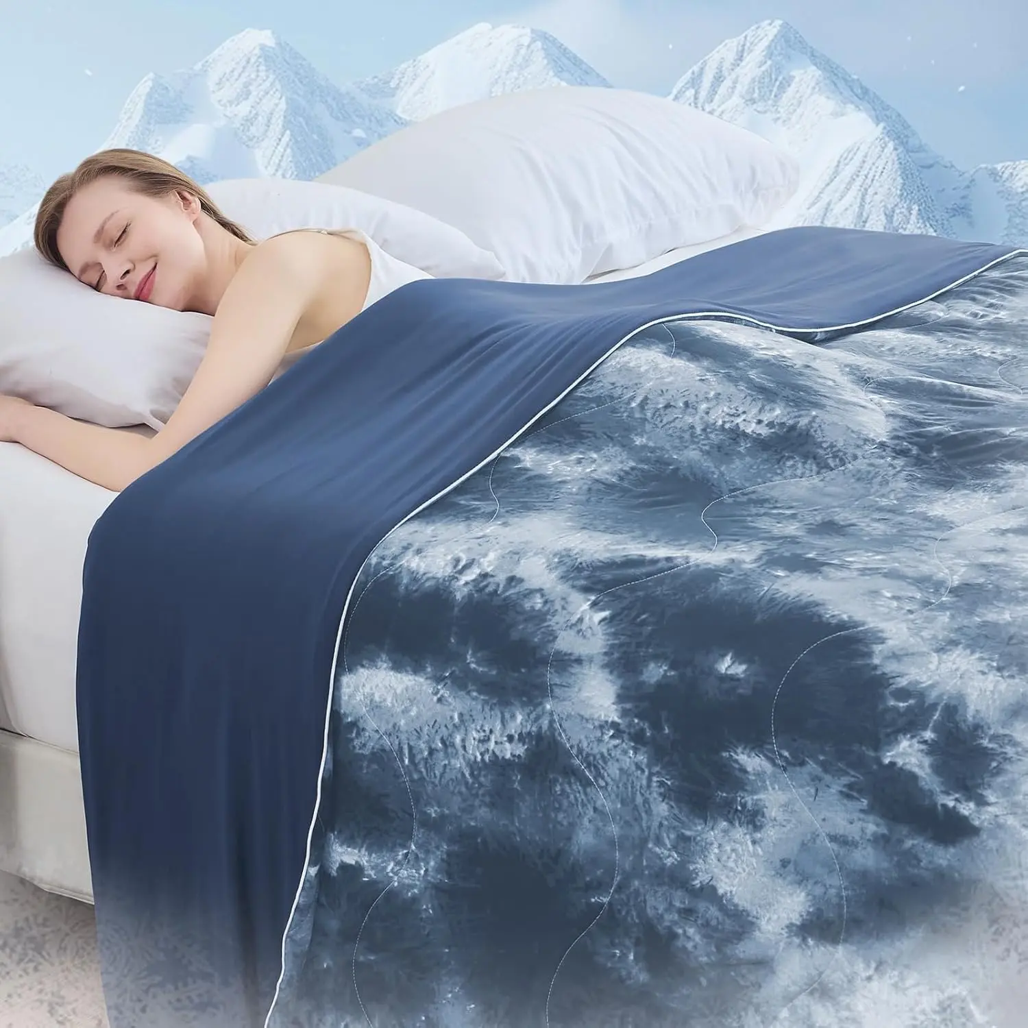 Cooling Comforter  Size, Summer Cooling Blankets for Hot Sleepers and Night Sweats, Lightweight Breathable Cooling Comforter Bedding for Sofa, Bed, Camping, Office