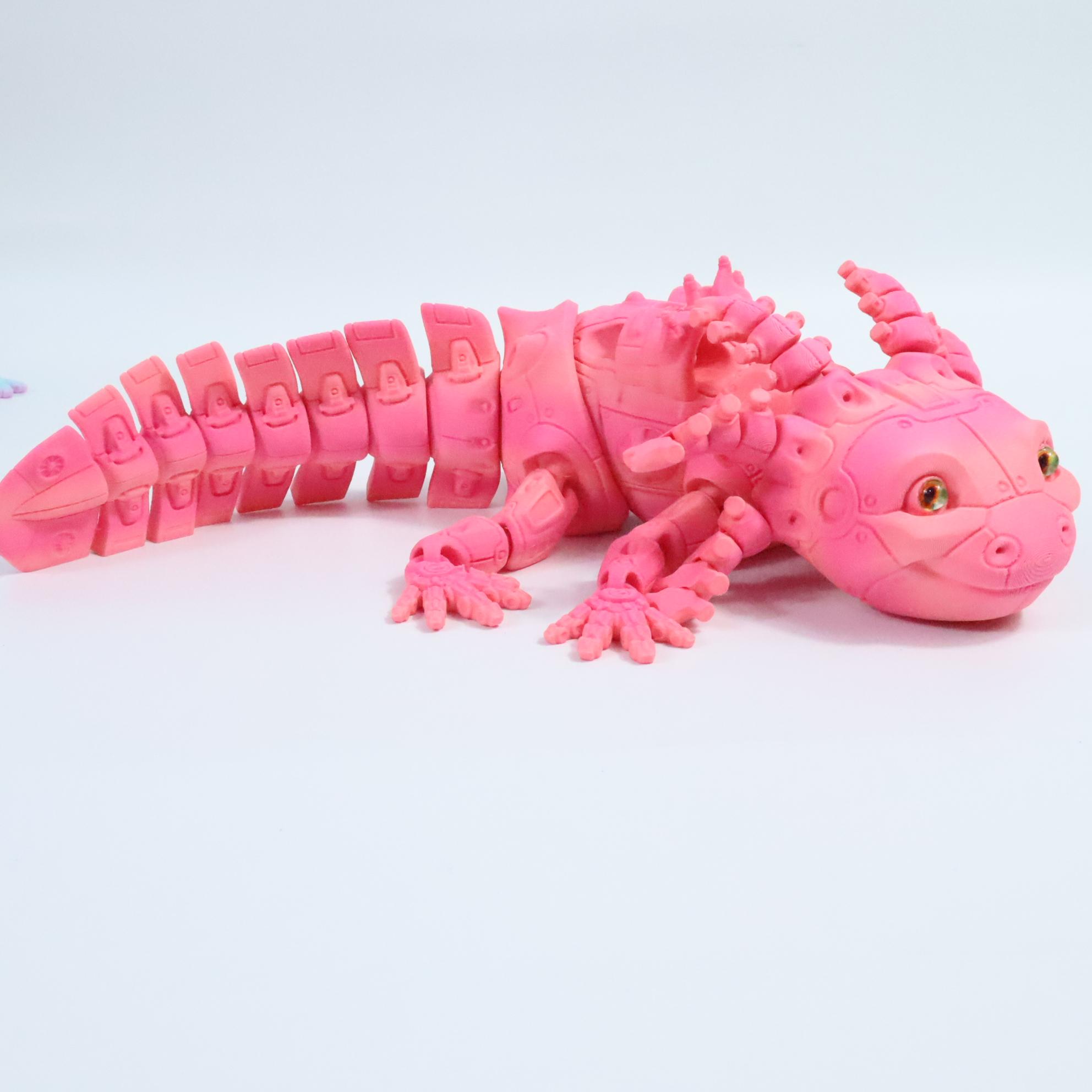 3D Printed Axolotl Figurine, Detailed Robot Axolotl Toy, Home Decor, Desk Ornament, Unique Gift for Robot & Future Collectors