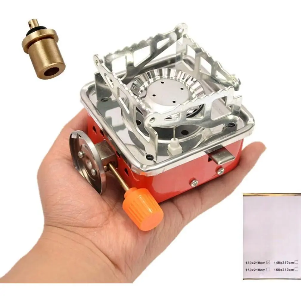 Camping Stove, Backpacking Stove, Foldable, Portable, Lightweight, Piezo Ignition, Single Burner Adjustable, Premium Mini Powerful and Stable Camp Stove  Hiking Picnic, 1+2+1+1pcs