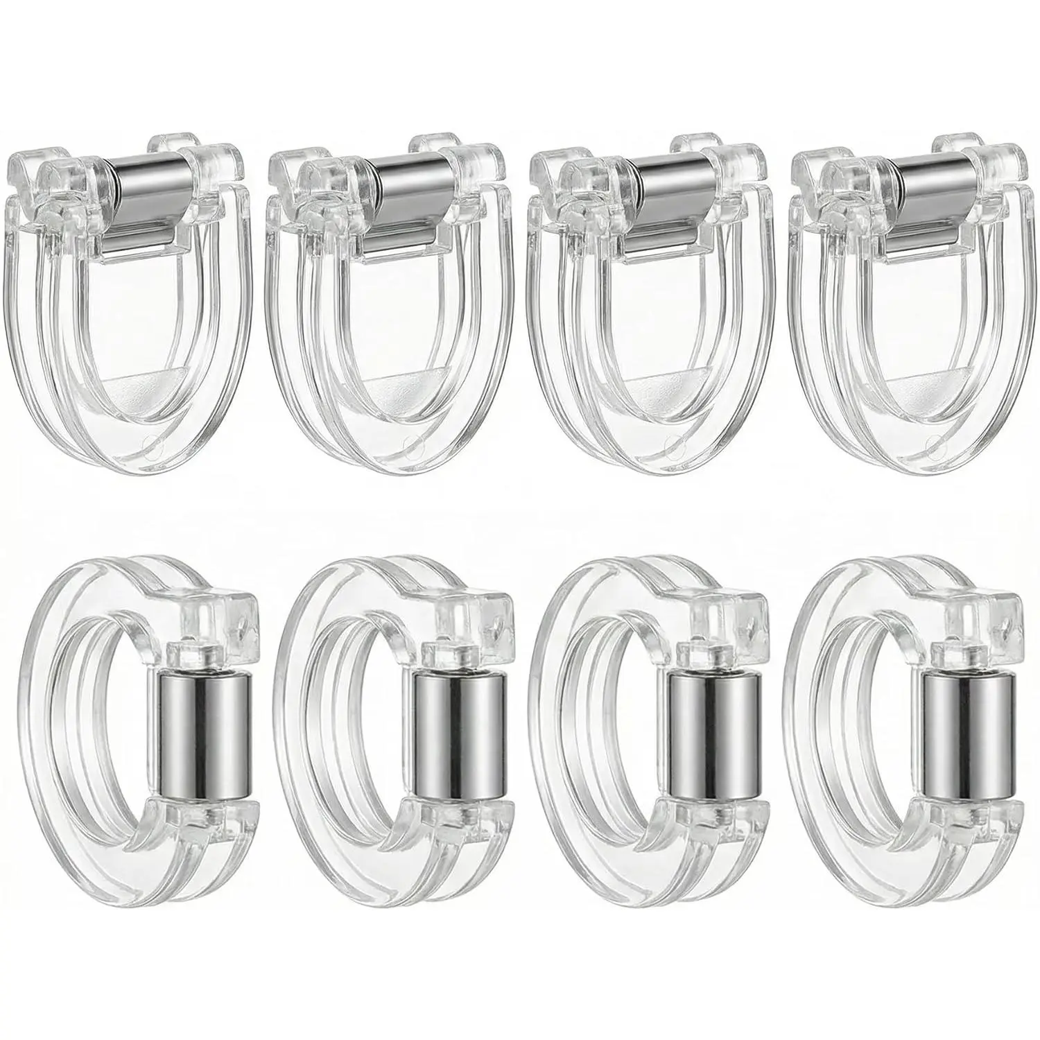 8 Pack Adjustable Pants Hem Clips - No Sew Instant Hemming Shortener - Invisible Reusable Trouser Leg Cuffs Clamps - Fabric Friendly Temporary Alteration for Jeans Dress Pants Clothing (Transparent)