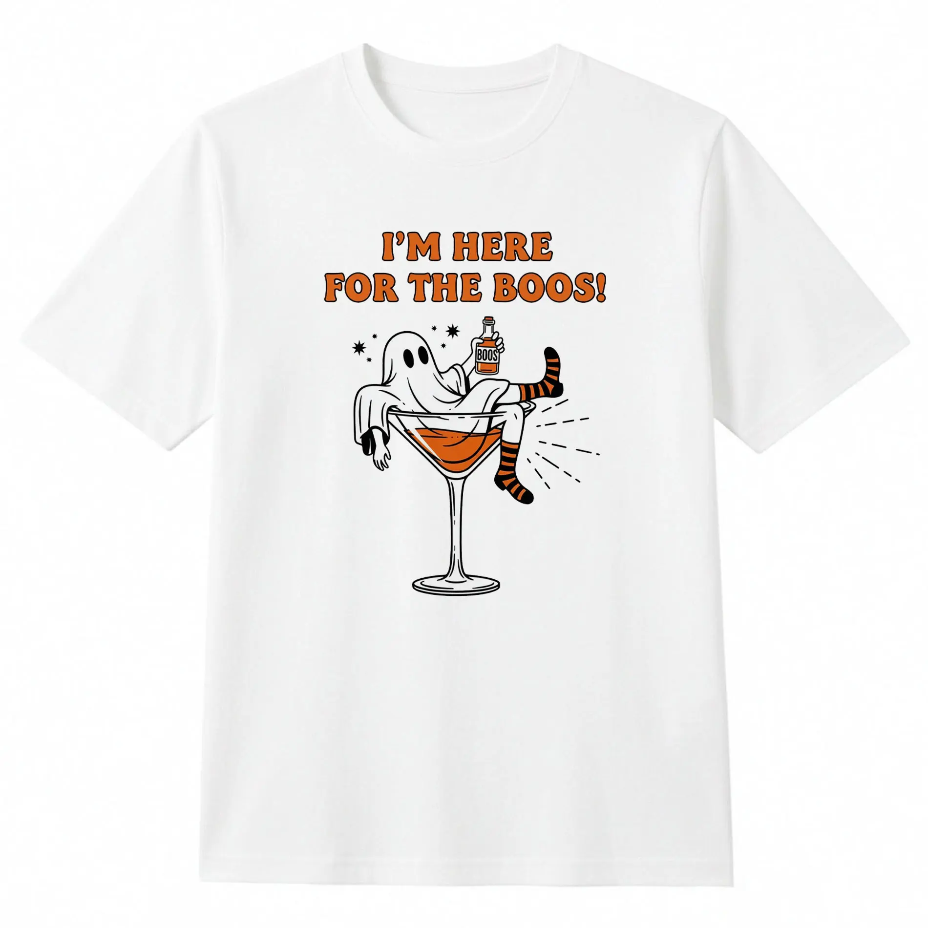Men's I'm Here For The Boos T-Shirt - Funny Halloween Ghost Graphic Tee, Casual Short Sleeve Crewneck Menswear, Streetwear, Denim, Cargo