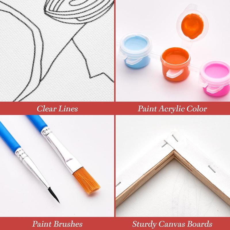 2 Pack Sip and  Kit Valentines Couple Painting Kit Supplies Canvas Painting Art Painting Set Pre Drawn Canvas to  for Adults Couple Date Night Party (8x10)