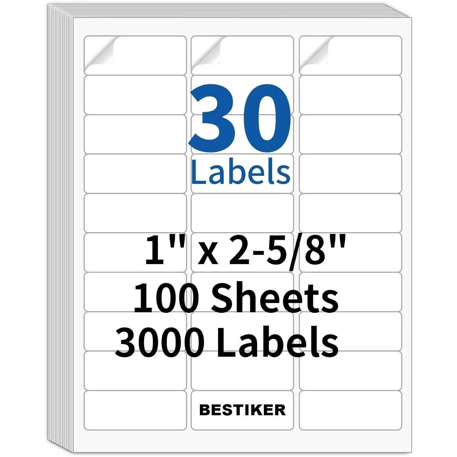 3000 Address Labels, 1” x 2-5/8” Printable Mailing Label for Envelopes, 30up Labels White Stickers for Laser Inkjet Printers, FBA Barcode Label 100 Sheets