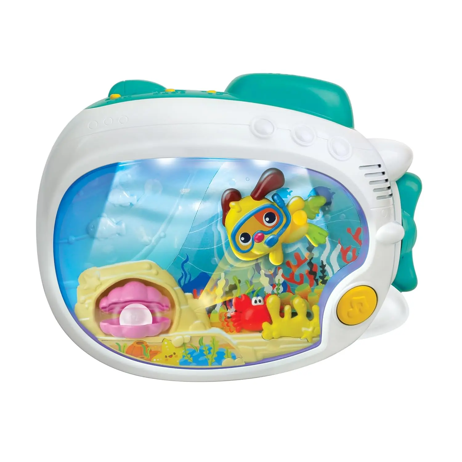 3-in-1 Soothing Seas Nightlight with Music Box Projector, and Soft Glowing Light - Calming Lullabies and Under-the-Sea Theme  Babies Attachable to Crib or Tabletop, Unisex Baby Gift