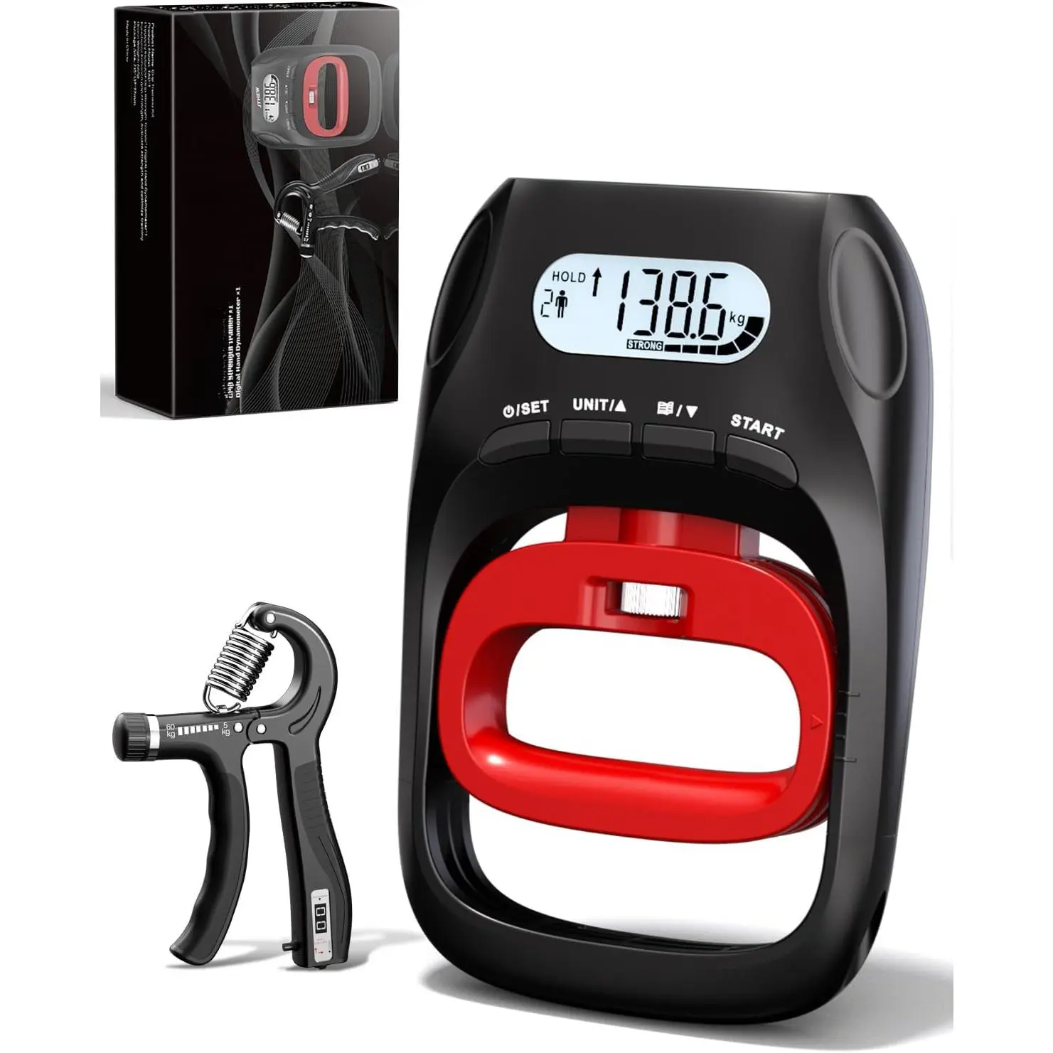 Electronic Hand Dynamometer Grip Strength Tester Trainer - 400lbs/180kg Capacity, Adjustable Grip for Hand Training & Strength Sport (Baby & Maternity Fashion Accessory)
