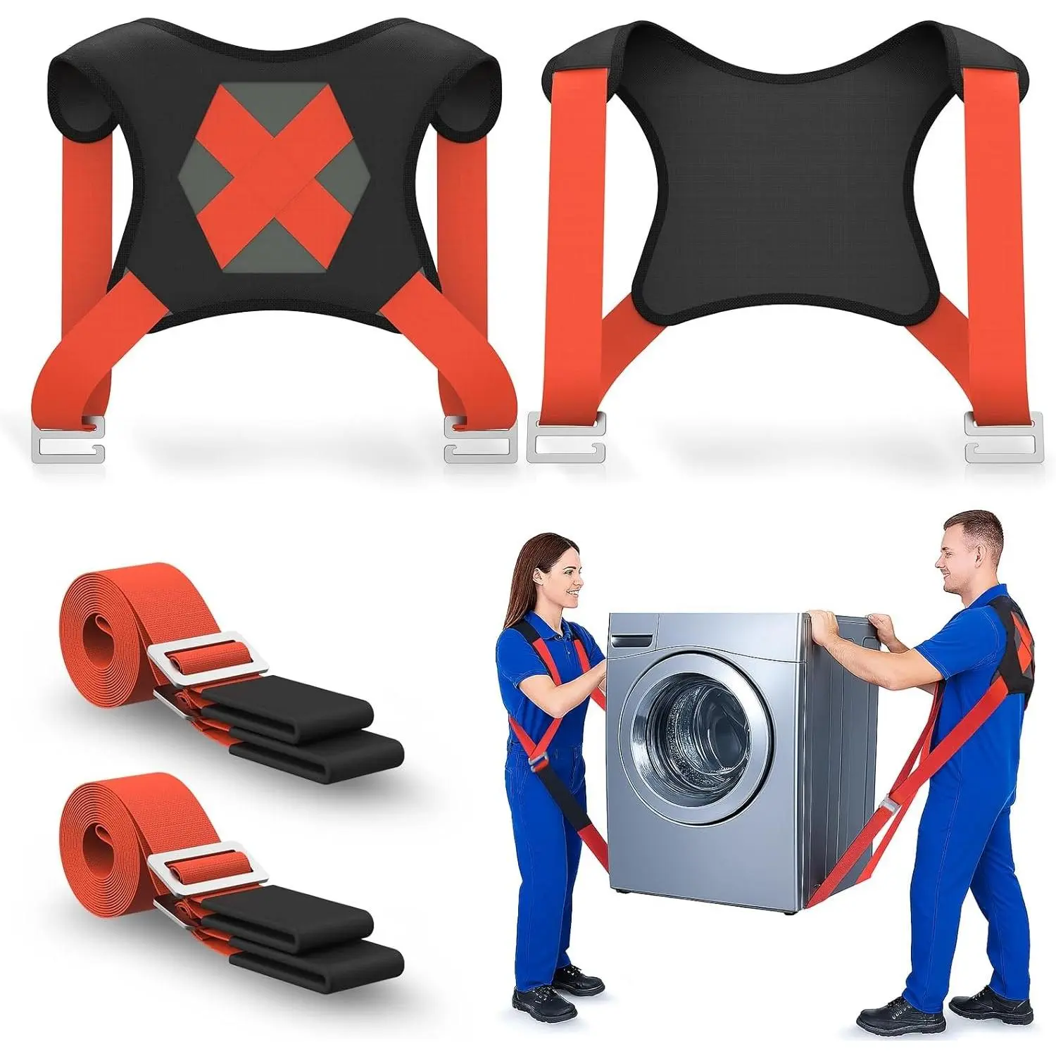 2-Person Moving Straps for Lifting - Moving Straps with Back Support for 2 Movers - Shoulder Lifting System for Move & Carrying Furniture Appliances Mattresses Heavy Objects Up to 880lbs