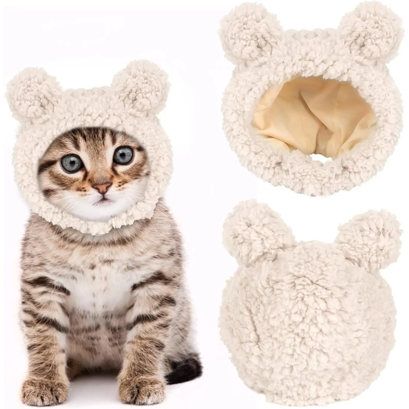 Cute  Costume Warm  Hat for Small Pets Adjustable Kitten Hat | Adjustable Soft Small  Headwear  Hat Plush  Costumes Hat Ear Covers for  Kitten Puppy