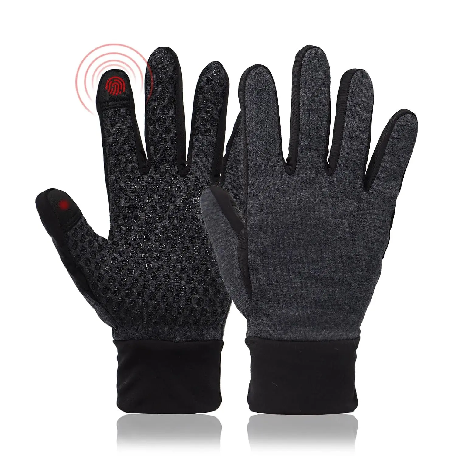 Warm Fleece Winter Outdoor Gloves LG201 Thermal, Ideal for Running, Hiking, Cycling Outdoor in Cold Weather, Touchscreen Compatible, Firm  Grip, Washable; Grey XS (6) 1 Pair