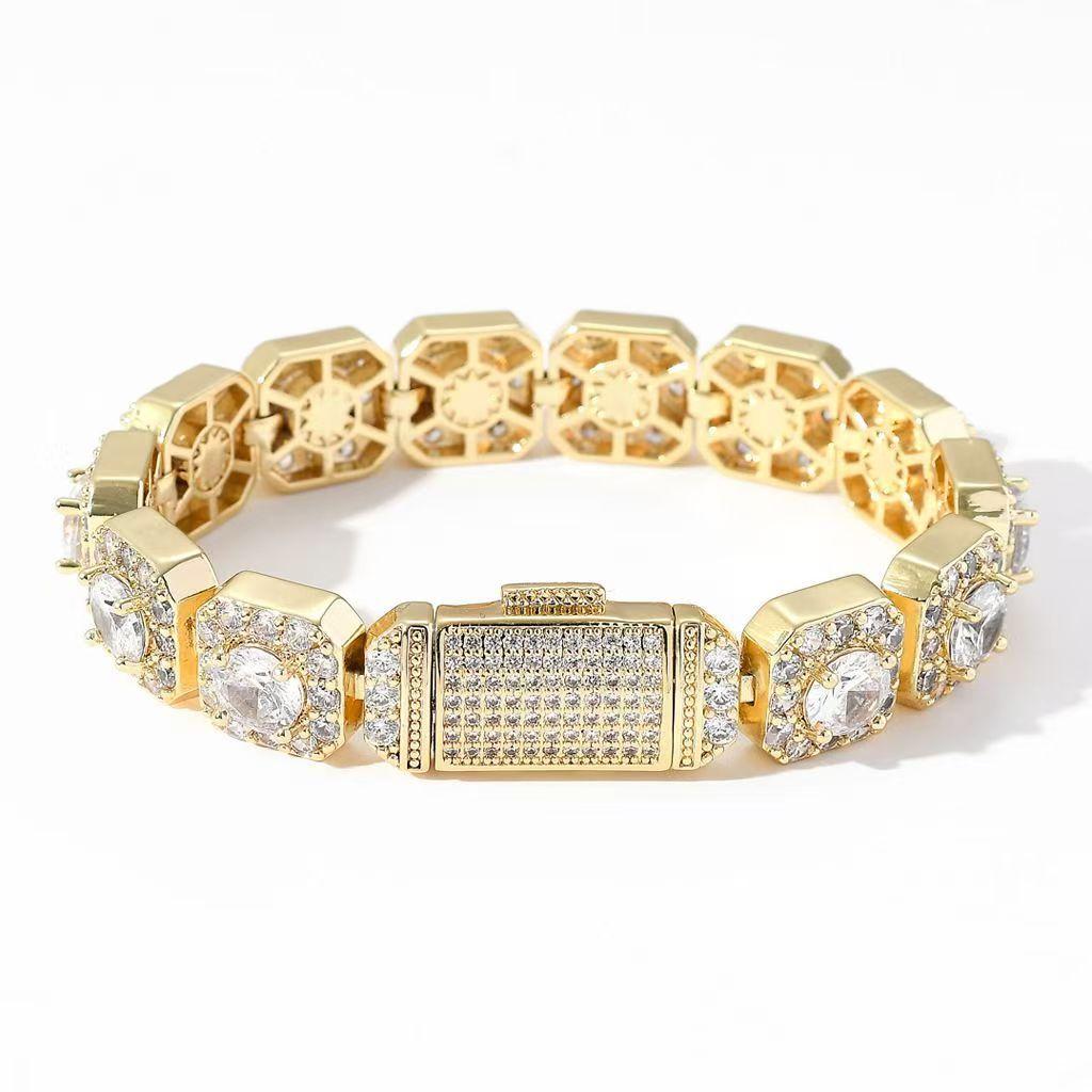 Full Diamond Zircon Ultra-glitter Rock Candy Bracelet Hip-hop Niche Nightclub